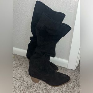 Black Velvet Knee High Boots